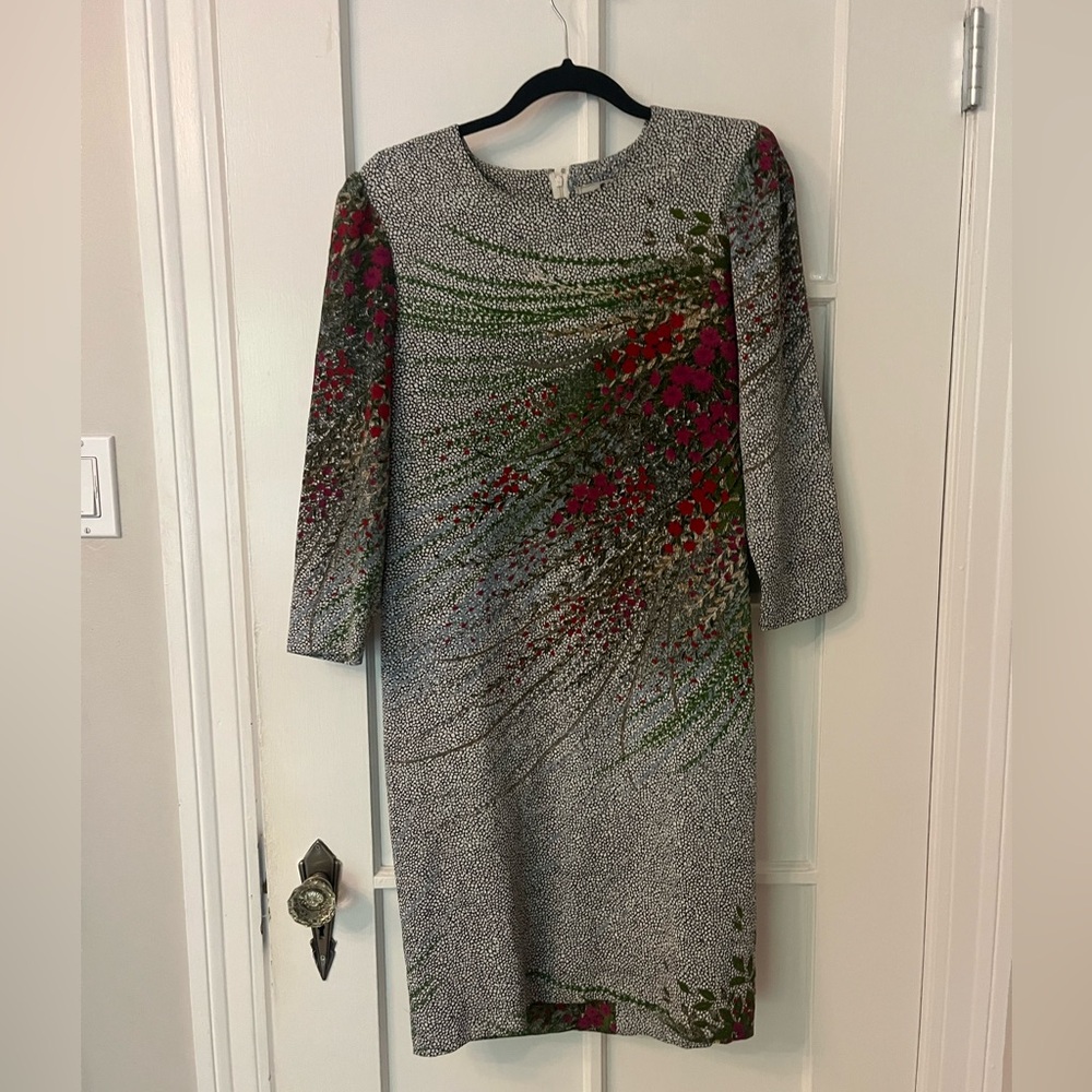 Vintage Japanese Elegant Floral Print Dress Fully Lined